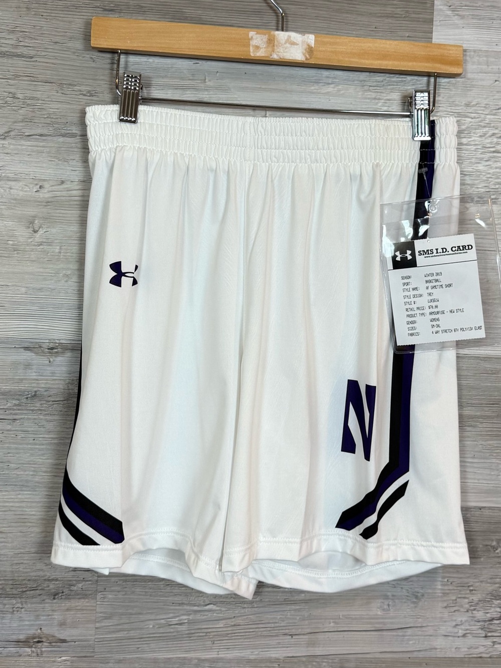 NWT Under Armour Womens AF Gametime Shorts White Purple Northwestern Basketball